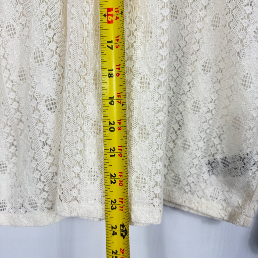 Old Navy Women Creme Lace Smocked Mock Neck Keyhole Long Sleeve NWT Blouse Sz M - Picture 13 of 14